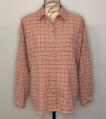 Woolrich cotton flannel plaid button front shirt L