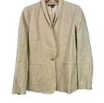 Vince Linen Blazer Womens Size 4 Tan Cream Surgeons Cuff One Button Jacket