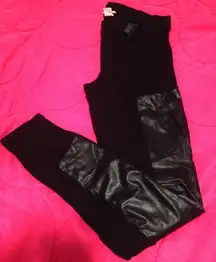 Partly Pleather Black Leggings