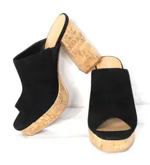 Lisa Vicky Women's Joy Platform Sandal Size 9 NIB Black Kid Suede