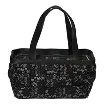 Harveys Seatbelt Bag Lacey Black Lace Floral Satchel Purse Retro Rockabilly Goth