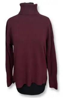 J.Crew Wool Blend Turtleneck Sweater Knit Long Sleeve Tunic Top Maroon Womens‎ M