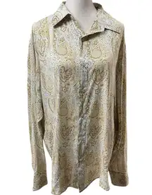 Multicolor Paisley Print 100% Cotton Button Down Shirt Size XL