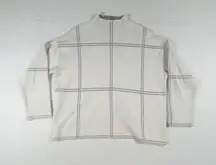 Barbour Modern Heritage Cream Plaid Mock Neck Sweater Women's Size 8