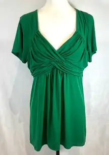 Daisy Fuentes emerald green gathered front top size large