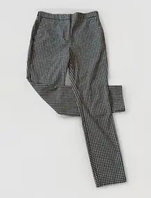 Zara Black White Gingham Slim Pants Women's Small Check Stretch Work Fall Outfit