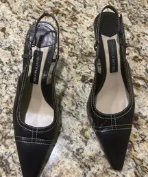 Jennifer Moore Elegant Black Slingback Heels 9M Great Shape!