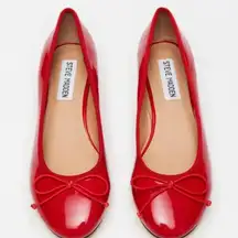 NEW Steve Madden Cherish Red Patent Bow Slip On Flat