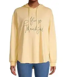 C&C California  Women's Shirt Top Yellow Burnout "Always Thankful" Hoodie L