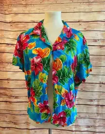 Two Palms Button Up Short Sleeve Hawaiian Shirt, Size XL