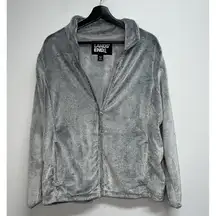 Lands End Full Zip Fleece Jacket Womens Size XL 18 Gray