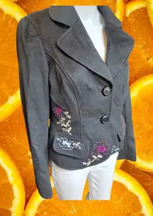Dana Buchman Cashmere Blazer Floral Embroidered Jacket Career‎ Coat