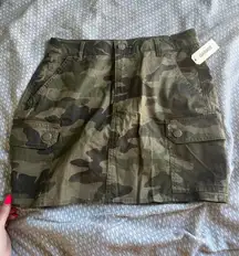 Fringe Camo Jean Skirt