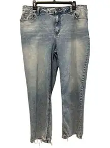 EST. 1946 Denim Distressed Faded Frayed Cropped Jeans Light Blue Size 16