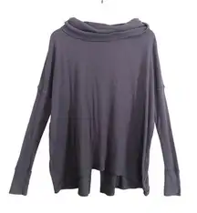 Free People We the Free Ribbed Purple Long Sleeve Cowl Neck Split Back Sweater