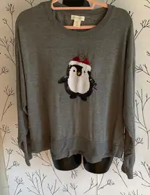 Cynthia Rowley Gray Long Sleeve Tee with Penguin Design