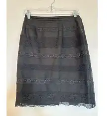 Vintage Maggy London 100% Silk Layered Lace Skirt Size 8