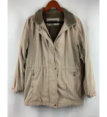 Liz Claiborne Womens Beige Coat With Faux Fur Lining & Zipper Closure Size S