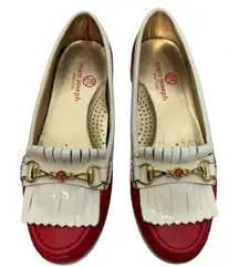 Marc Joseph New York Women's Lexington Golf Loafers Red White Leather Size 6.5