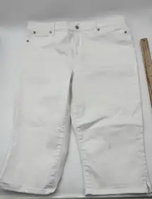 Talbots Jeans Women's 16 Pedal Pusher Crop White Denim‎ Cotton Coastal