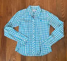 Lilly‎ Pulitzer White Label Plaid Long Sleeve Button Down Blouse size 2