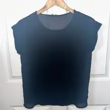 Black Swiss Dot Sheer Cap Sleeve Blouse Evening Party Top XS‎ Banana Republic