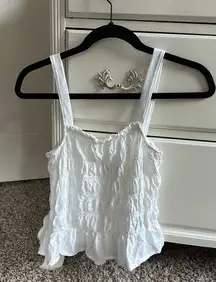 White Ruffle Tank 