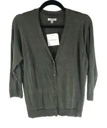 Croft & Barrow Womens Cardigan Sweater Button Front 3/4 Sleeve Olive Green M