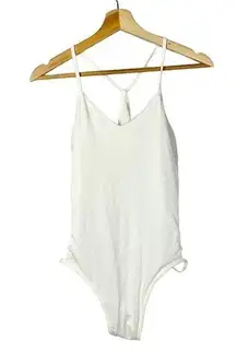 Boutique White Cut Out Side Cheeky One Piece Swimsuit M