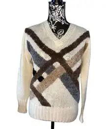 Vtg Acrylic Knits Expressly For Joyce Sweater Striped Retro Winter