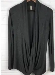 POPANA Womens Charcoal Gray Draped Twist Front Cardigan Sweater Size M