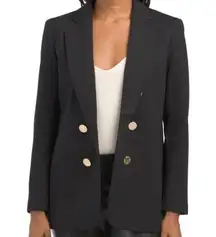 Anne Klein Black Faux Double Breasted Jacket Blazer Size L