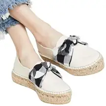 Loeffler‎ Randall Rowen Canvas Gingham Bow Cream Espadrille Platform Size 38