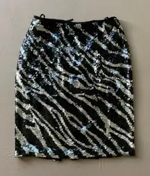 Vintage Zola Evening Silk Zebra Print Sequin Skirt