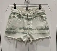 Zara Green & White Jean Shorts