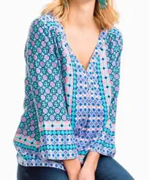 Southern Tide Evelyn Top Blouse in Tropical Pam‎ Green Womens Size Small