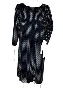 J Jill Dress Womens Medium Black White Geometric Print Wearever Collection Shift