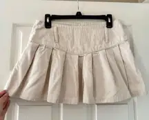 Princess Polly Cream Corduroy Pleated Mini Skirt