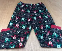 Disney Mickey Mouse Christmas Fleece Pajama Pants XL Blk/Red Holiday Snowflake