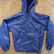 Women's TOTES Rain Coat Royal Blue Hooded With Large Pocket Size L Zipper Jacket