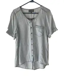 Michael Stars Size Small Light Blue Wash Tencel‎ Linen Button Up Blouse