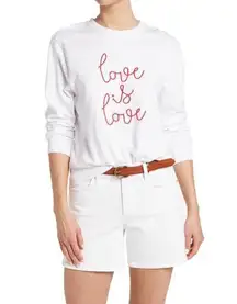 NWT FRENCH CONNECTION Love Is Love Pullover Sweatshirt White Small