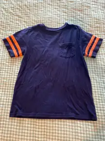 Blue And Orange Baby Tee With Pocket