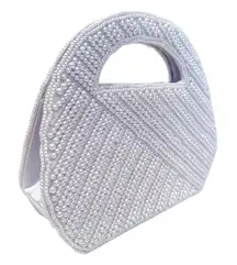 Sasha Satin & Pearl Embellished Purse Women's 7" x 9" White Feminine Coquette