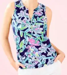 Lilly Pulitzer Essie Top Bright Navy Sway This Way size S