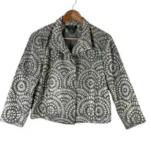 ETCETERA Metallic Floral Jacquard Blazer Jacket‎ in Silver & Grey, Size 8