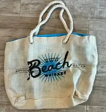 Beach Bag- Beach Whiskey Beach Bag Fun in the sun logo.