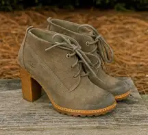 NEW Timberland sz 5.5 Womens Glancy Chukka Suede Leather Lace up Heel Boots‎