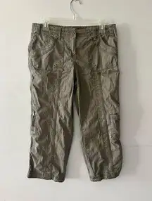 Style & Co  Pants Women's 6 Khaki Green Capri Cargo Mid Rise Utility Gorpcore