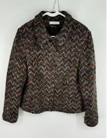 Yvonne La Marie Womens Mohair Blend‎ Tweed Button Front Jacket Blazer Size 12